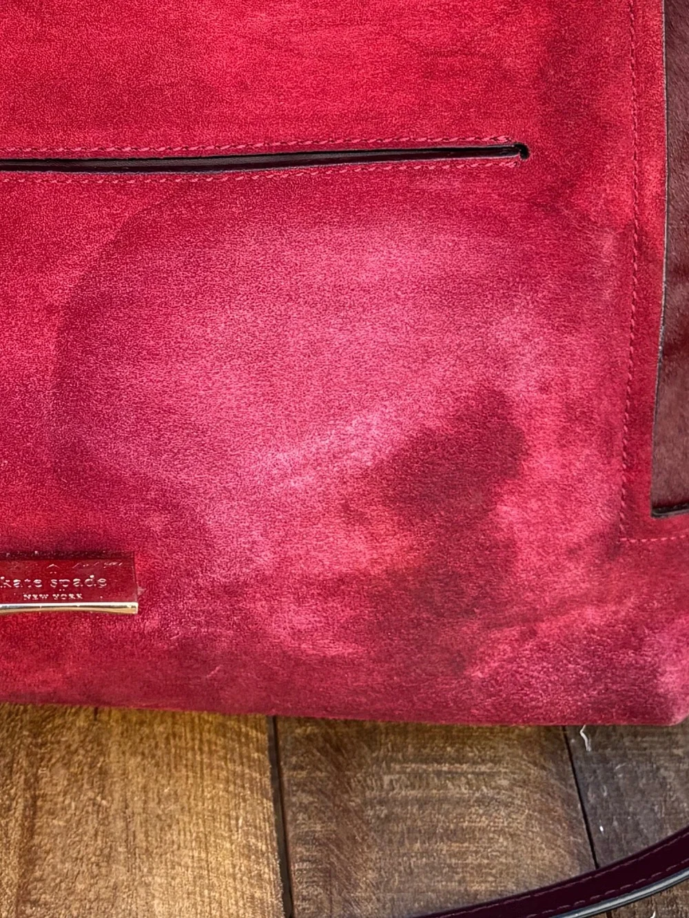 Kate Spade Red Plum Bordeaux Mira Street Keran Calf Hair Leather Purse